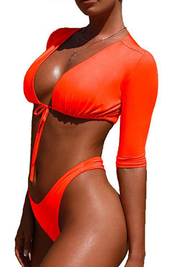 

Lovely Lace-up Jacinth Two-piece Swimsuit