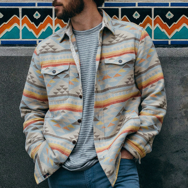 

Lovely Casual Geometric Print Beige Shirt