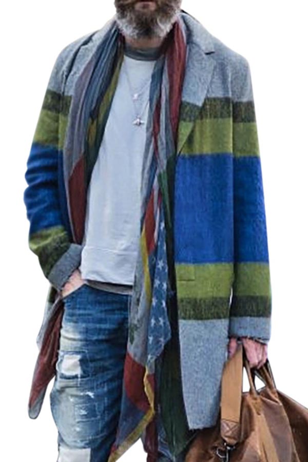 

Lovely Trendy Color-lump Patchwork Multicolor Coat, Multi