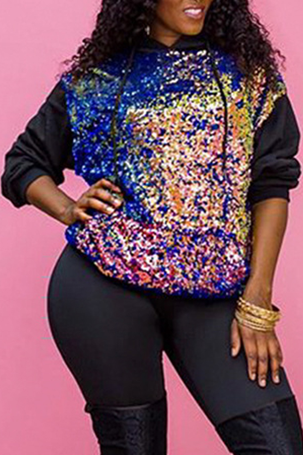 

Lovely Chic Hooded Collar Black Hoodie