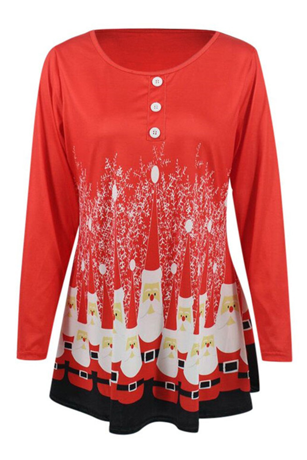 

Lovely Casual Print Red T-shirt