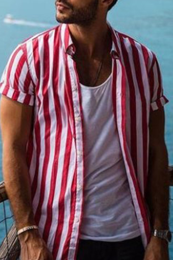 

Lovely Casual Striped Red Shirt, Red stripe