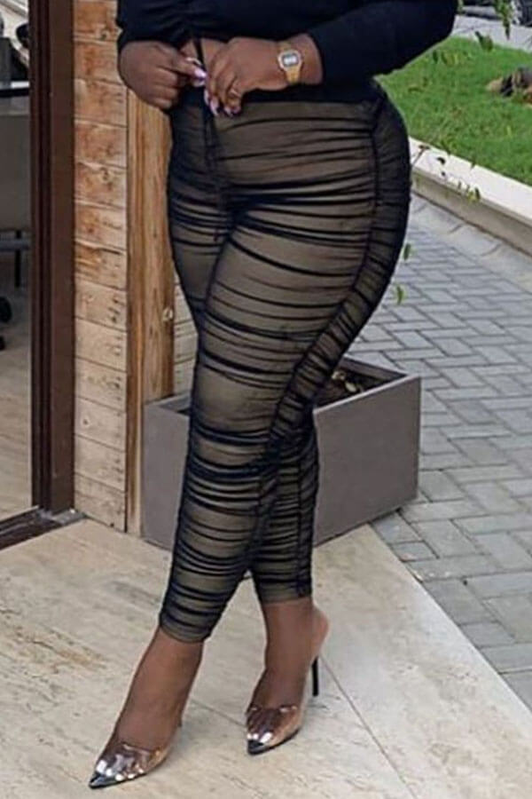 

Lovely Leisure Ruffle Design Black Pants