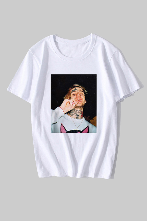 

Lovely Casual Figure Print White T-shirt