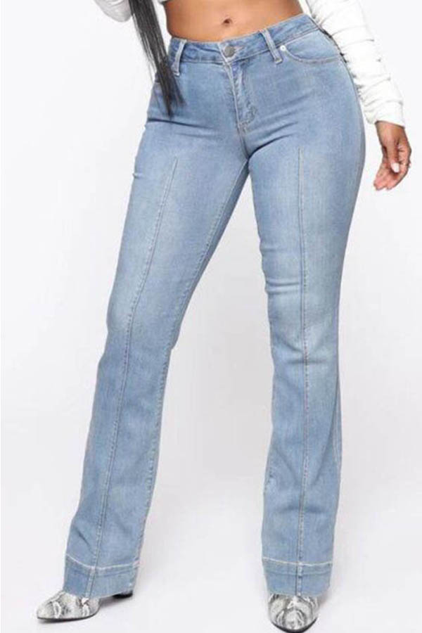 Lovely Casual Basic Baby Blue Jeans