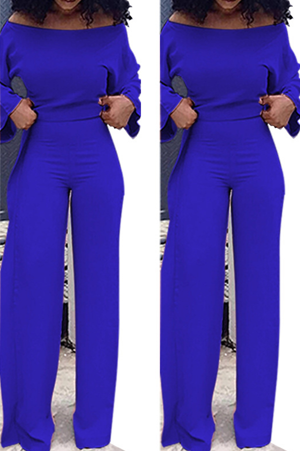 

Lovely Leisure Loose Flounce Design Blue One-piece Jumpsuit