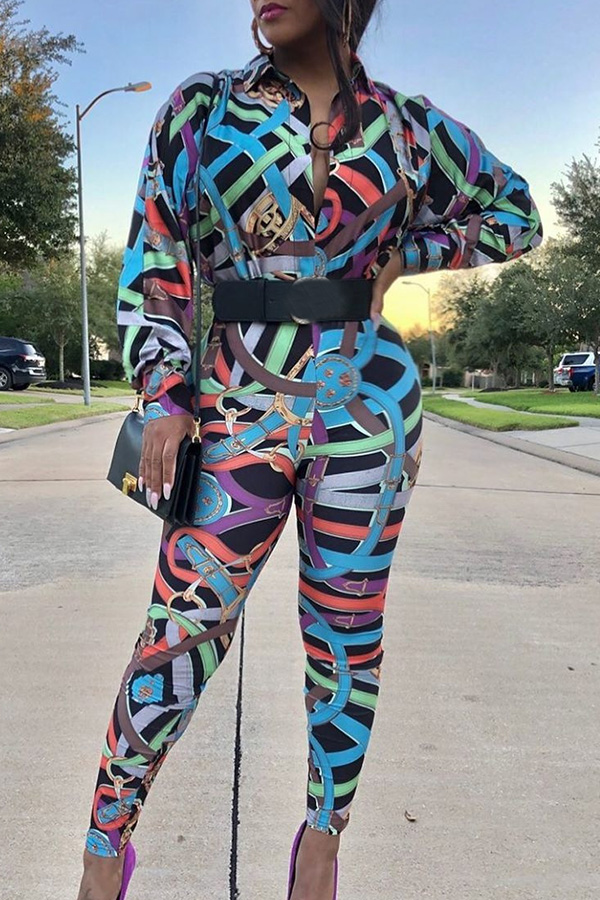 

Lovely Leisure Print Multicolor Two-piece Pants Set, Multi