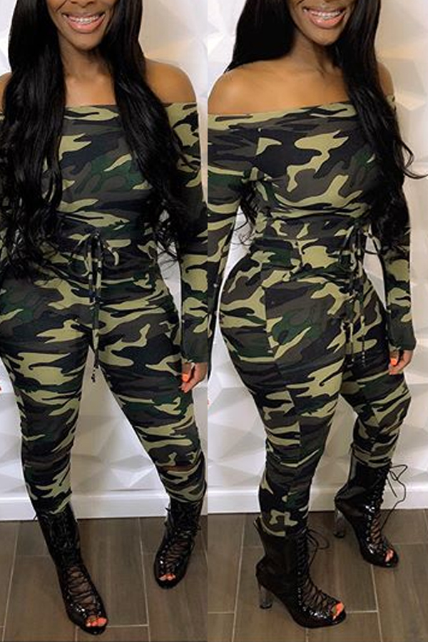 

Lovely Trendy Camo Army Green One-piece Jumpsuit, Army green camouflag