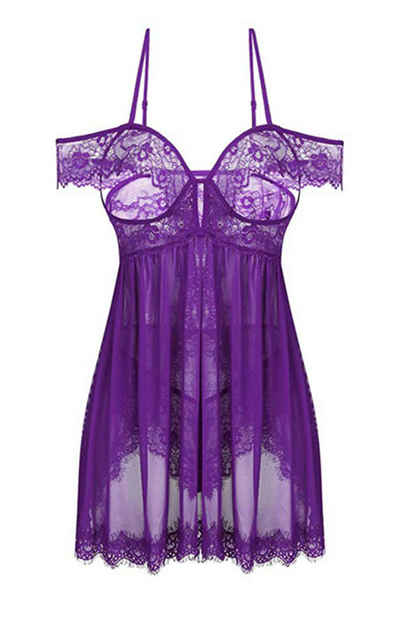 

Lovely Sexy Lace Purple Babydolls
