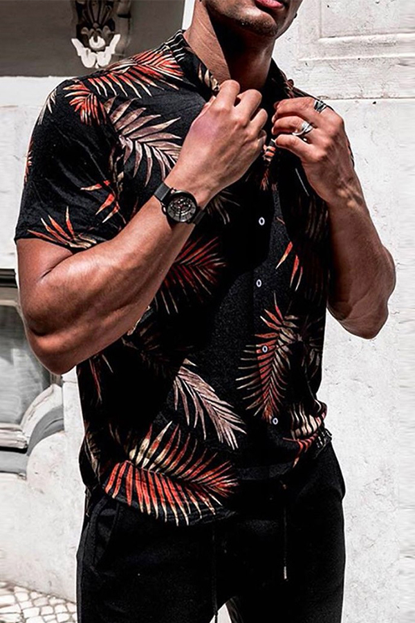 

Lovely Casual Print Basic Black Shirt