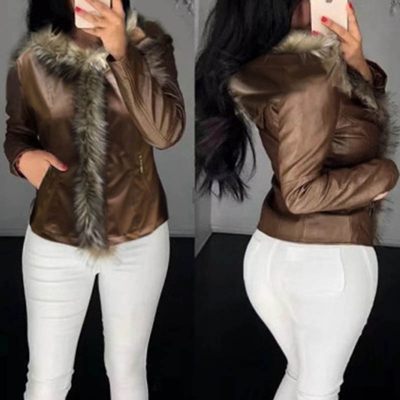 

Lovely Casual Patchwork Brown Coat