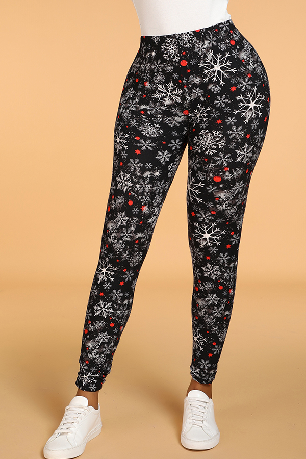 

Lovely Casual Print Skinny Black Leggings
