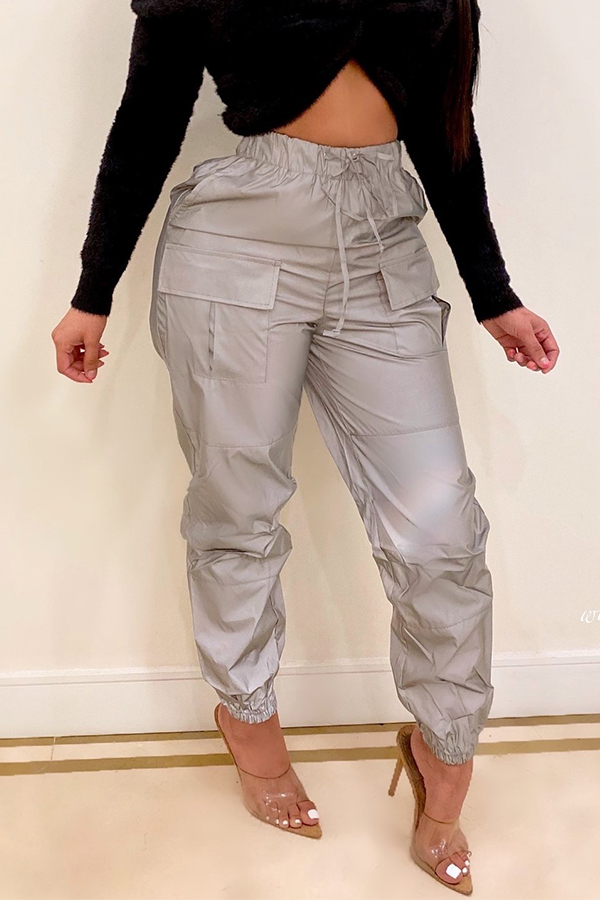 

Lovely Leisure Drawstring Grey Pants