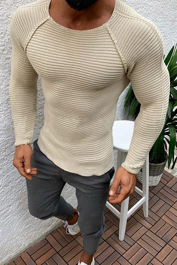 

Lovely Casual Striped Apricot Sweater