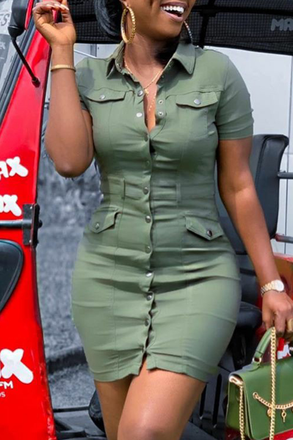 

Lovely Polyester Daily Solid Regular sleeve Ripped Regular Long Sleeve V Neck Mini Long sleeve dress Yes(Elastic, Green