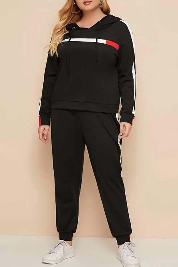 

Lovely Casual Basic Black Plus Size Two-piece Pants Set