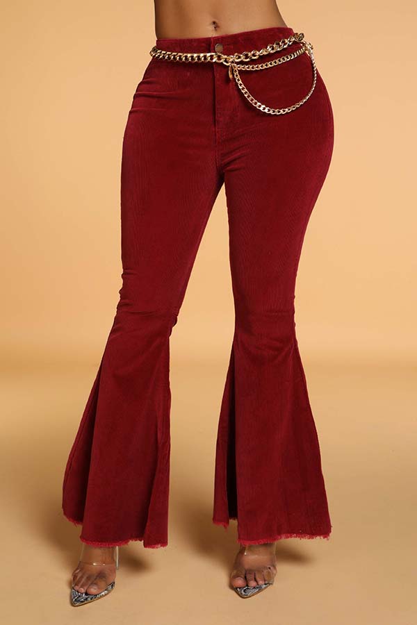 Lovely Casual Flared Wine Red Pants_Pants_Bottoms_LovelyWholesale | Wholesale Shoes,Wholesale 