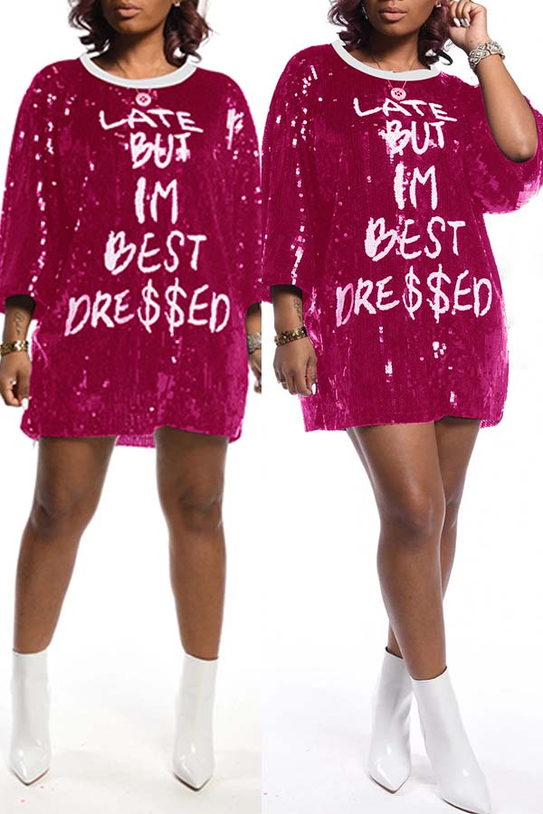 

Lovely Casual Letter Rose Red Mini Dress