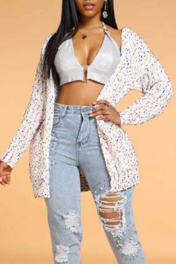 

Lovely Casual Basic Multicolor Cardigan, Multi