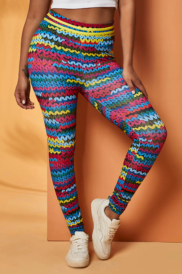 

Lovely Casual Striped Multicolor Leggings, Multi