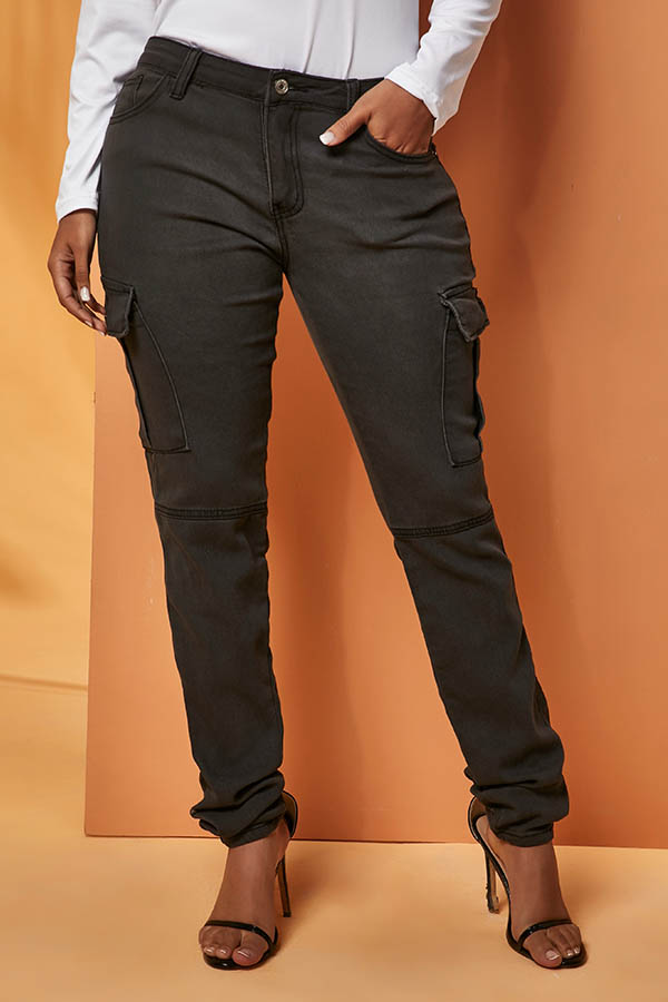 

Lovely Casual Pocket Grey Jeans