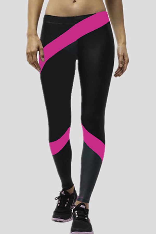 

Lovely Casual Patchwork Rose Red Leggings(With Elastic