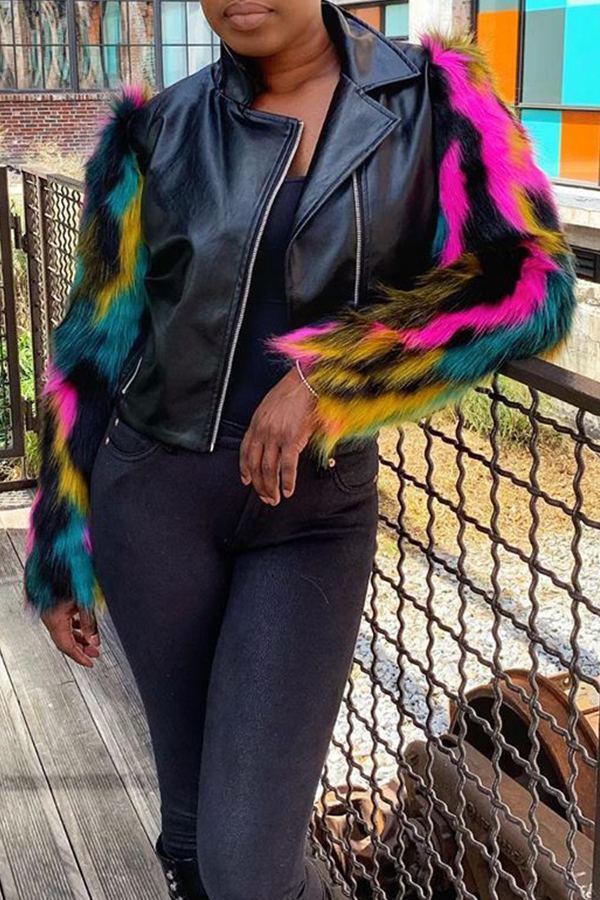 

Lovely Casual Zipper Design Black Coat