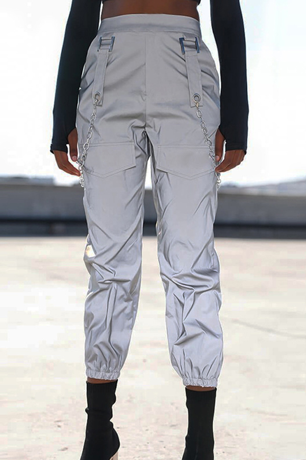 

Lovely Casual Pocket Grey Pants