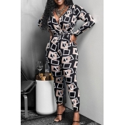 Lovely Chic Print Black One-piece Jumpsuit