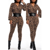 Lovely Casual Leopard One-piece Jumpsuit