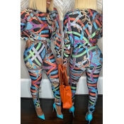 Lovely Casual Print Multicolor One-piece Jumpsuit