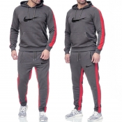 Lovely Leisure Patchwork Dark Grey Two-piece Pants