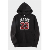 Lovely Casual Hooded Collar Letter Black Hoodie