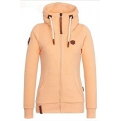 Lovely Casual Zipper Design Basic Yellow Coat
