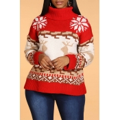 Lovely Christmas Day Patchwork Red Sweater