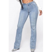 Lovely Casual Basic Baby Blue Jeans