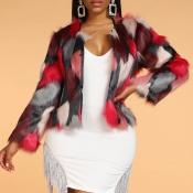 Lovely Casual Patchwork Multicolor Faux Fur Coat