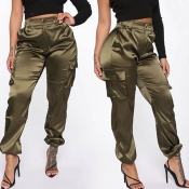 Lovely Casual Pocket Brown Pants