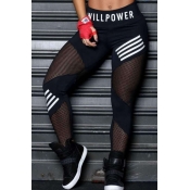 Lovely Casual Patchwork Hollow-out Black Leggings