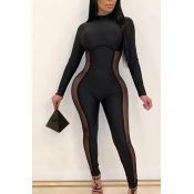 Lovely Sexy Patchwork Black One-piece Jumpsuit