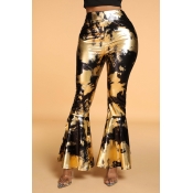 Lovely Leisure Print Gold Pants