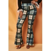 Lovely Casual Plaid Print Green Pants