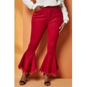 Lovely Casual Flared Red Jeans