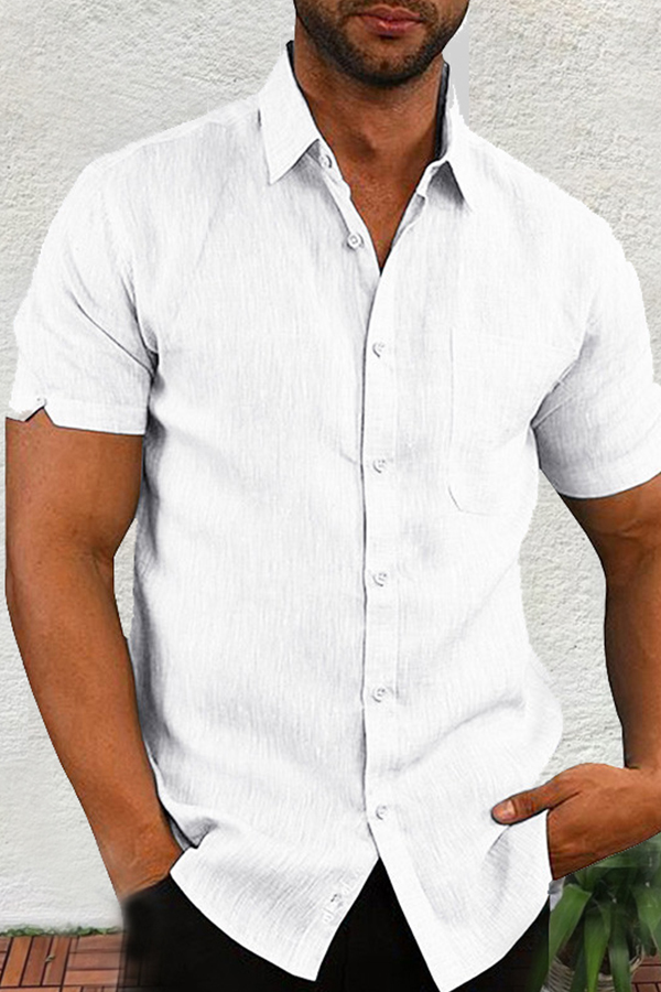 

Lovely Casual Turndown Collar Short Sleeve Basic White Shirt