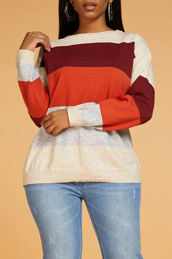 Lovely Chic Color-lump Multicolor Sweater