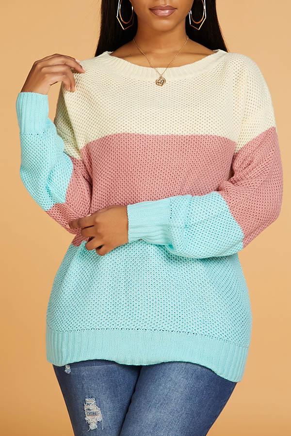 

Lovely Leisure Color-lump Patchwork Multicolor Sweater, Multi