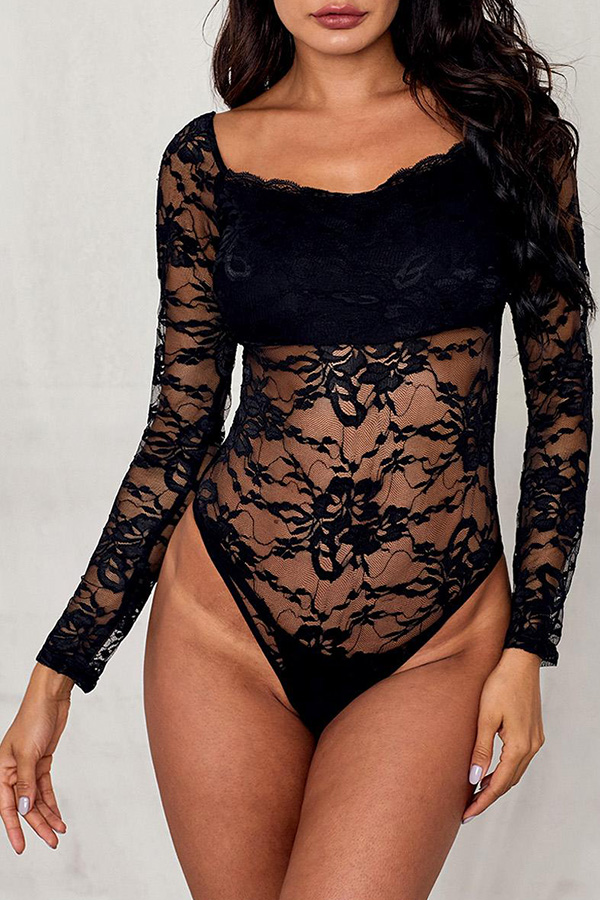 

Lovely Sexy See-through Black Teddies