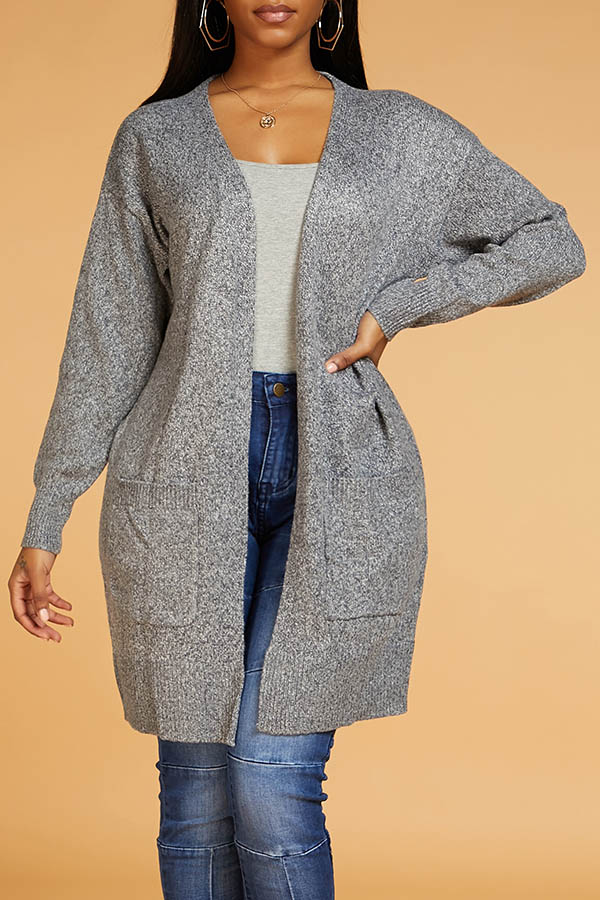 

Lovely Chic Basic Grey Cardigan
