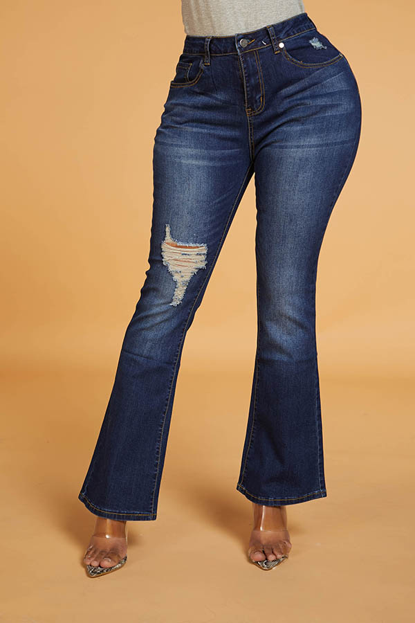 Lovely Chic Hollow-out Dark Blue Jeans