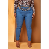 Lovely Work Skinny Blue Plus Size Jeans(Without Be